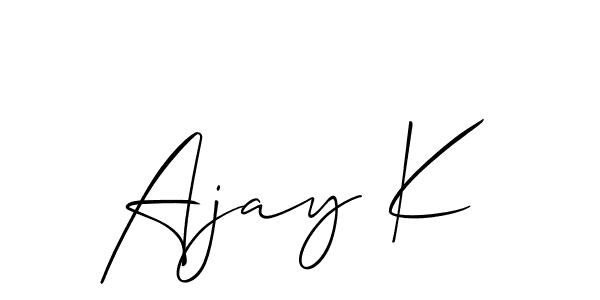 Use a signature maker to create a handwritten signature online. With this signature software, you can design (Allison_Script) your own signature for name Ajay K. Ajay K signature style 2 images and pictures png