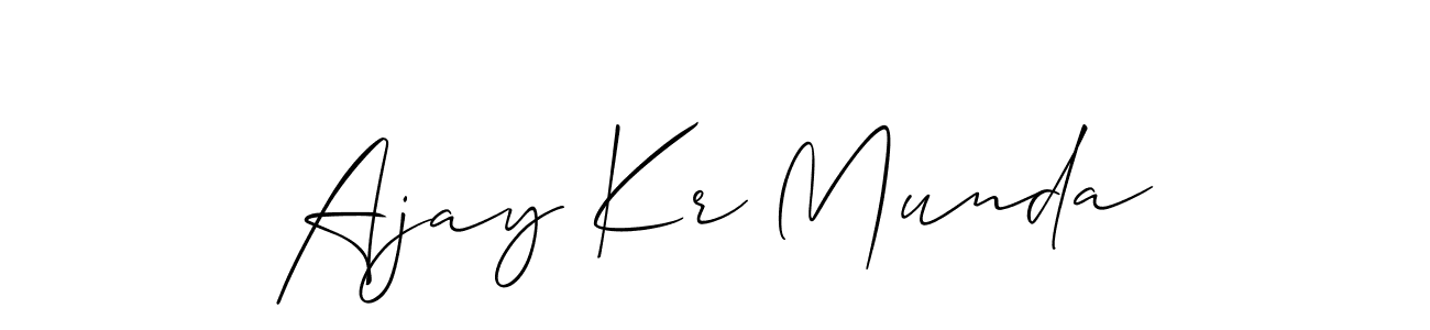 The best way (Allison_Script) to make a short signature is to pick only two or three words in your name. The name Ajay Kr Munda include a total of six letters. For converting this name. Ajay Kr Munda signature style 2 images and pictures png