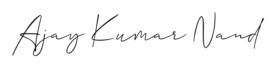 Express your personality with a custom Ajay Kumar Nand signature crafted with Allison_Script typography. Free transparent PNG download available. Ajay Kumar Nand signature style 2 images and pictures png