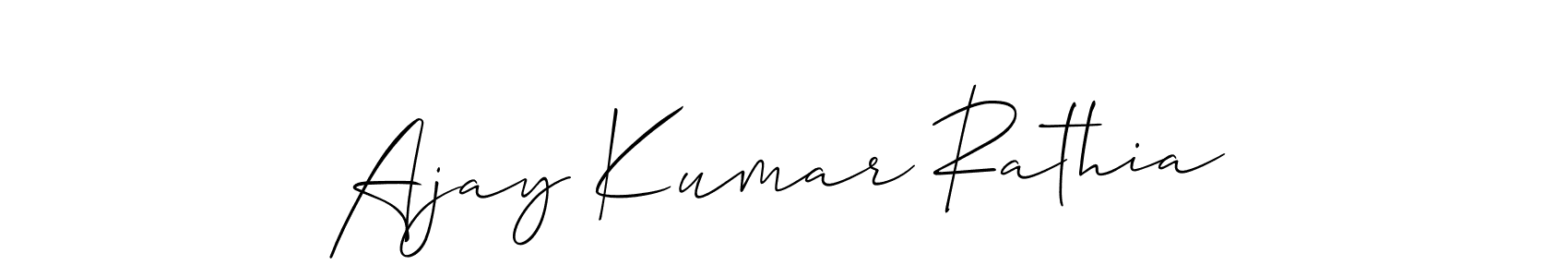 Create a beautiful signature design for name Ajay Kumar Rathia. With this signature (Allison_Script) fonts, you can make a handwritten signature for free. Ajay Kumar Rathia signature style 2 images and pictures png