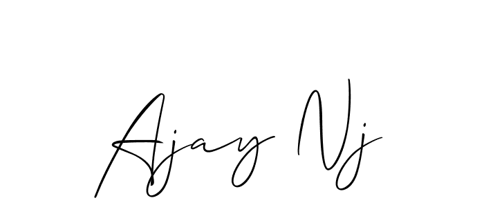 How to make Ajay Nj name signature. Use Allison_Script style for creating short signs online. This is the latest handwritten sign. Ajay Nj signature style 2 images and pictures png