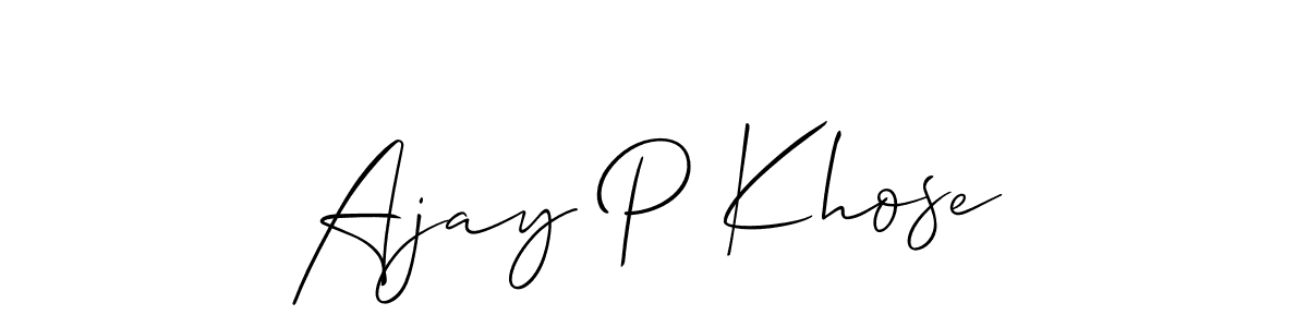 if you are searching for the best signature style for your name Ajay P Khose. so please give up your signature search. here we have designed multiple signature styles  using Allison_Script. Ajay P Khose signature style 2 images and pictures png