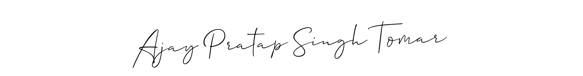 The best way (Allison_Script) to make a short signature is to pick only two or three words in your name. The name Ajay Pratap Singh Tomar include a total of six letters. For converting this name. Ajay Pratap Singh Tomar signature style 2 images and pictures png