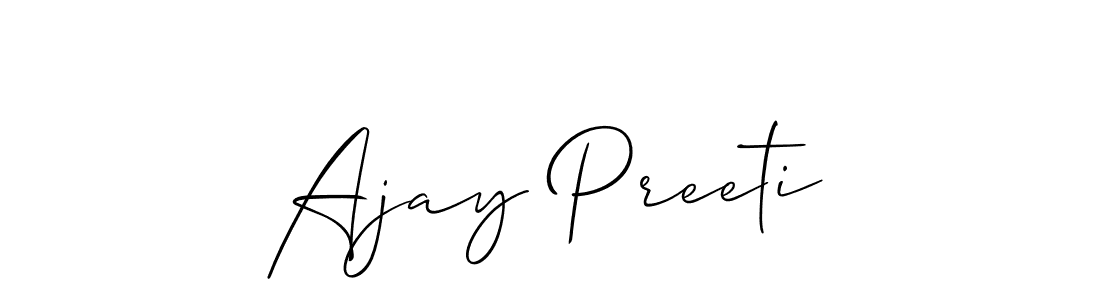 How to make Ajay Preeti name signature. Use Allison_Script style for creating short signs online. This is the latest handwritten sign. Ajay Preeti signature style 2 images and pictures png