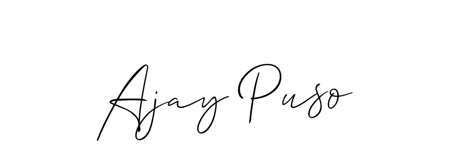 if you are searching for the best signature style for your name Ajay Puso. so please give up your signature search. here we have designed multiple signature styles  using Allison_Script. Ajay Puso signature style 2 images and pictures png