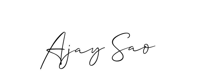 The best way (Allison_Script) to make a short signature is to pick only two or three words in your name. The name Ajay Sao include a total of six letters. For converting this name. Ajay Sao signature style 2 images and pictures png
