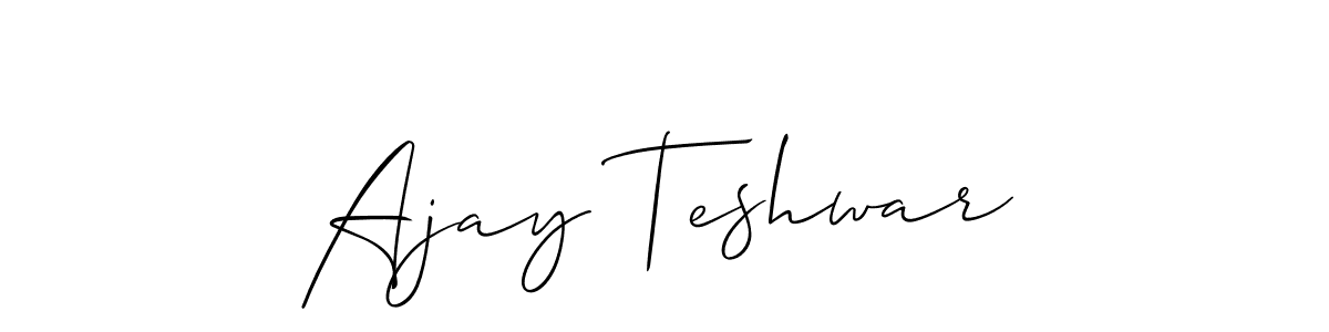 Create a beautiful signature design for name Ajay Teshwar. With this signature (Allison_Script) fonts, you can make a handwritten signature for free. Ajay Teshwar signature style 2 images and pictures png