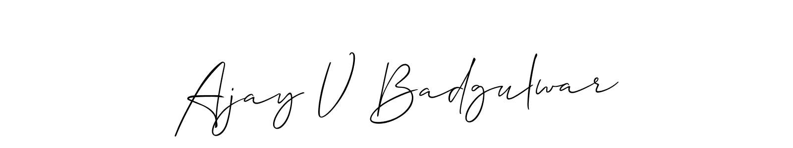How to Draw Ajay V Badgulwar signature style? Allison_Script is a latest design signature styles for name Ajay V Badgulwar. Ajay V Badgulwar signature style 2 images and pictures png