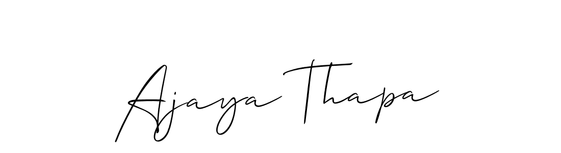 The best way (Allison_Script) to make a short signature is to pick only two or three words in your name. The name Ajaya Thapa include a total of six letters. For converting this name. Ajaya Thapa signature style 2 images and pictures png