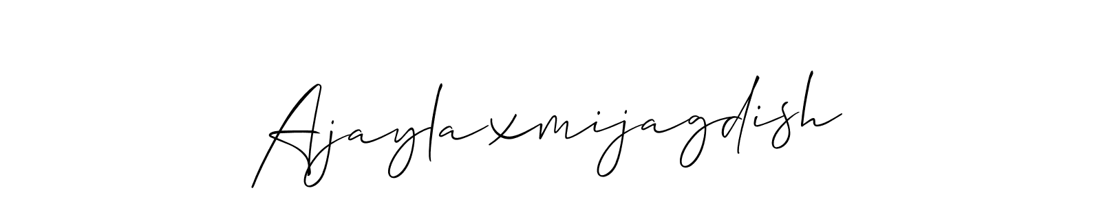 if you are searching for the best signature style for your name Ajaylaxmijagdish. so please give up your signature search. here we have designed multiple signature styles  using Allison_Script. Ajaylaxmijagdish signature style 2 images and pictures png