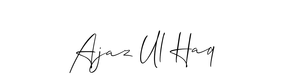 Allison_Script is a professional signature style that is perfect for those who want to add a touch of class to their signature. It is also a great choice for those who want to make their signature more unique. Get Ajaz Ul Haq name to fancy signature for free. Ajaz Ul Haq signature style 2 images and pictures png