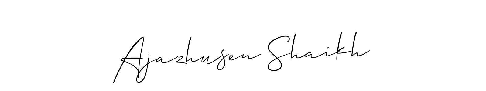 Make a beautiful signature design for name Ajazhusen Shaikh. With this signature (Allison_Script) style, you can create a handwritten signature for free. Ajazhusen Shaikh signature style 2 images and pictures png