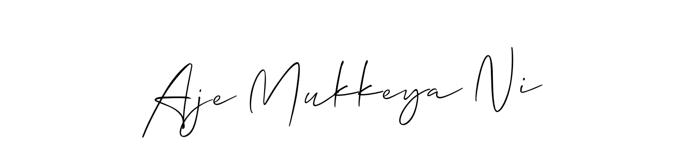 How to make Aje Mukkeya Ni name signature. Use Allison_Script style for creating short signs online. This is the latest handwritten sign. Aje Mukkeya Ni signature style 2 images and pictures png