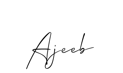 if you are searching for the best signature style for your name Ajeeb. so please give up your signature search. here we have designed multiple signature styles  using Allison_Script. Ajeeb signature style 2 images and pictures png