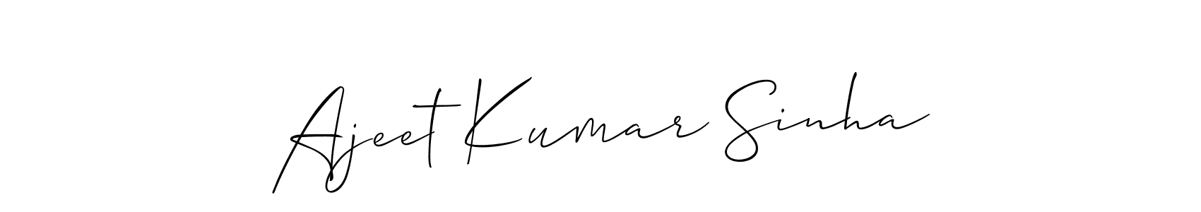 Similarly Allison_Script is the best handwritten signature design. Signature creator online .You can use it as an online autograph creator for name Ajeet Kumar Sinha. Ajeet Kumar Sinha signature style 2 images and pictures png