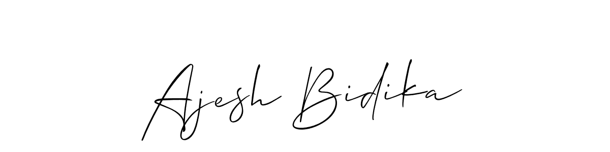 The best way (Allison_Script) to make a short signature is to pick only two or three words in your name. The name Ajesh Bidika include a total of six letters. For converting this name. Ajesh Bidika signature style 2 images and pictures png