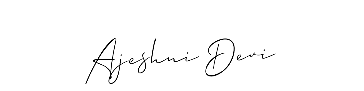 The best way (Allison_Script) to make a short signature is to pick only two or three words in your name. The name Ajeshni Devi include a total of six letters. For converting this name. Ajeshni Devi signature style 2 images and pictures png