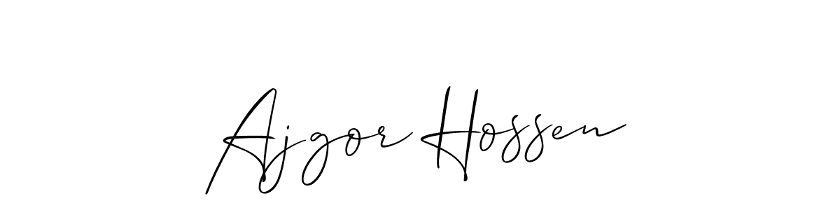 How to make Ajgor Hossen name signature. Use Allison_Script style for creating short signs online. This is the latest handwritten sign. Ajgor Hossen signature style 2 images and pictures png