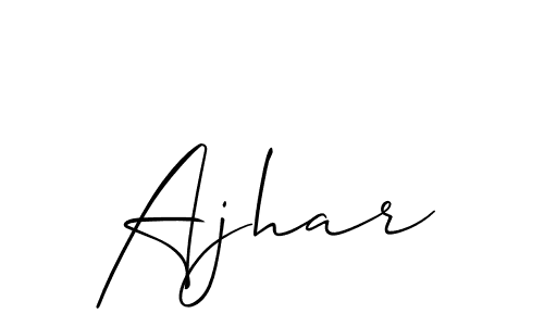 Make a beautiful signature design for name Ajhar. With this signature (Allison_Script) style, you can create a handwritten signature for free. Ajhar signature style 2 images and pictures png