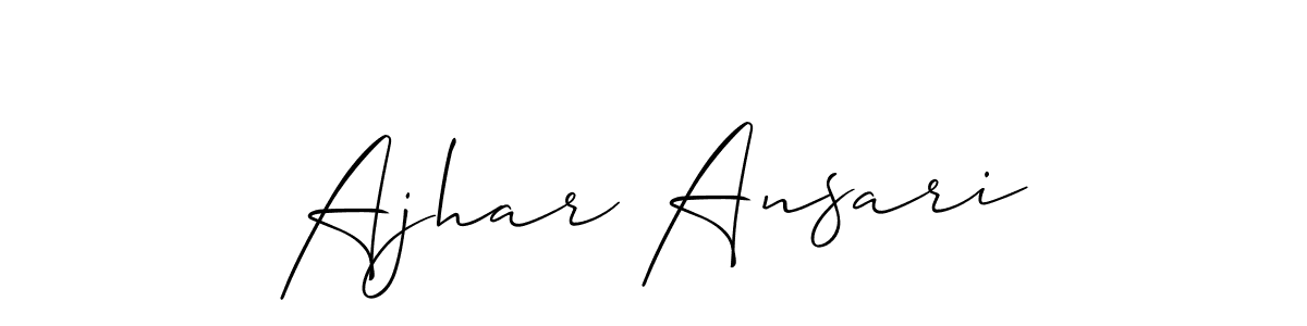 Make a beautiful signature design for name Ajhar Ansari. With this signature (Allison_Script) style, you can create a handwritten signature for free. Ajhar Ansari signature style 2 images and pictures png