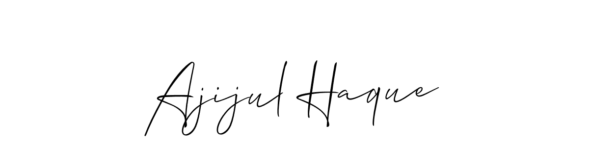 You should practise on your own different ways (Allison_Script) to write your name (Ajijul Haque) in signature. don't let someone else do it for you. Ajijul Haque signature style 2 images and pictures png