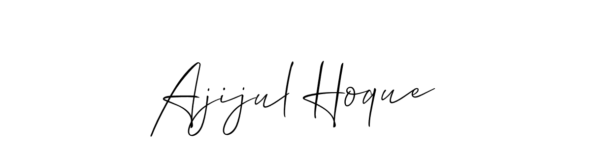 The best way (Allison_Script) to make a short signature is to pick only two or three words in your name. The name Ajijul Hoque include a total of six letters. For converting this name. Ajijul Hoque signature style 2 images and pictures png