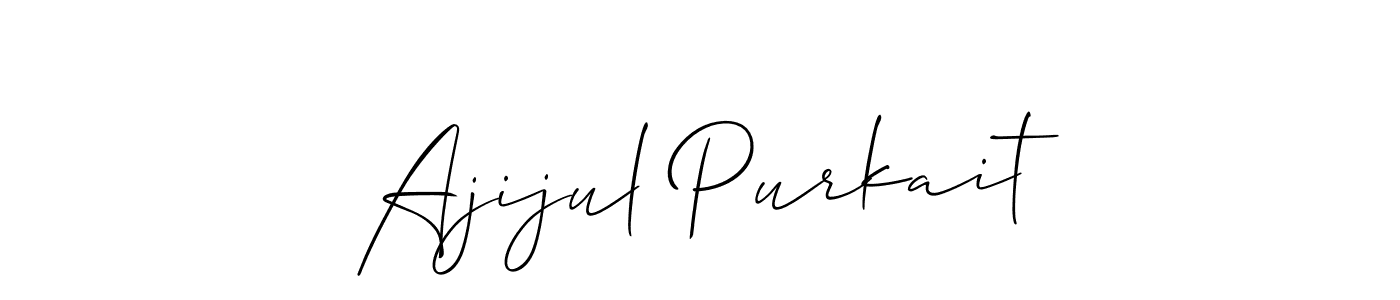 if you are searching for the best signature style for your name Ajijul Purkait. so please give up your signature search. here we have designed multiple signature styles  using Allison_Script. Ajijul Purkait signature style 2 images and pictures png