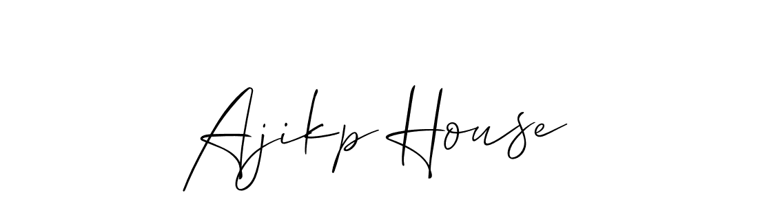 The best way (Allison_Script) to make a short signature is to pick only two or three words in your name. The name Ajikp House include a total of six letters. For converting this name. Ajikp House signature style 2 images and pictures png