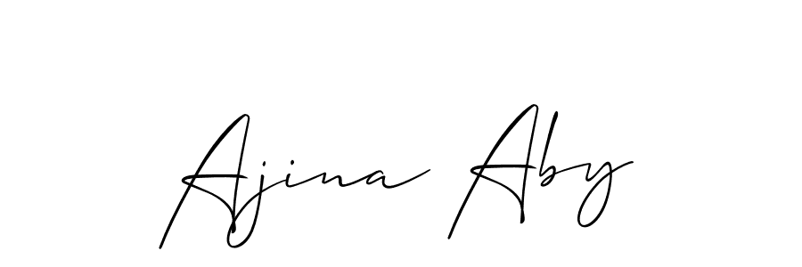 It looks lik you need a new signature style for name Ajina Aby. Design unique handwritten (Allison_Script) signature with our free signature maker in just a few clicks. Ajina Aby signature style 2 images and pictures png