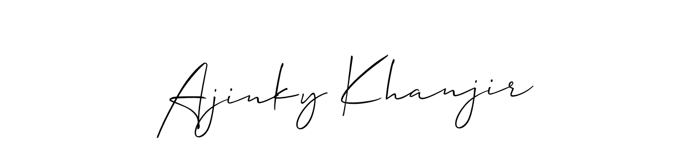 Make a beautiful signature design for name Ajinky Khanjir. With this signature (Allison_Script) style, you can create a handwritten signature for free. Ajinky Khanjir signature style 2 images and pictures png