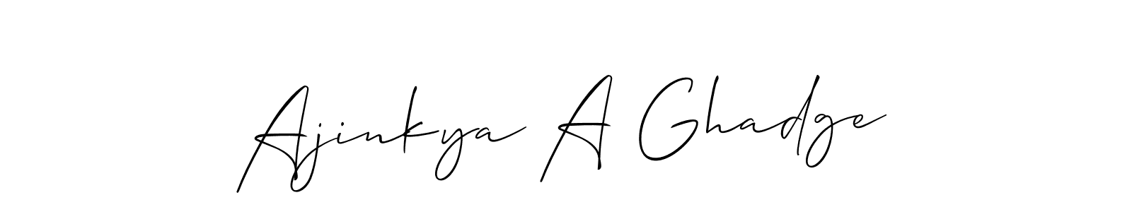 It looks lik you need a new signature style for name Ajinkya A Ghadge. Design unique handwritten (Allison_Script) signature with our free signature maker in just a few clicks. Ajinkya A Ghadge signature style 2 images and pictures png