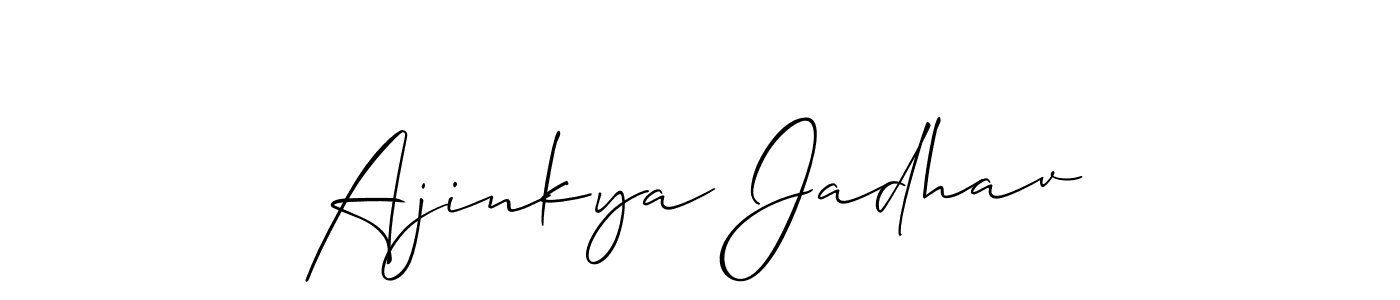 if you are searching for the best signature style for your name Ajinkya Jadhav. so please give up your signature search. here we have designed multiple signature styles  using Allison_Script. Ajinkya Jadhav signature style 2 images and pictures png