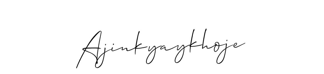 The best way (Allison_Script) to make a short signature is to pick only two or three words in your name. The name Ajinkyaykhoje include a total of six letters. For converting this name. Ajinkyaykhoje signature style 2 images and pictures png