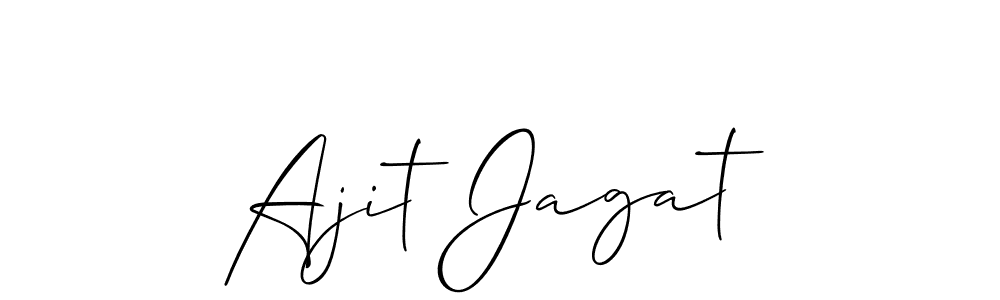 The best way (Allison_Script) to make a short signature is to pick only two or three words in your name. The name Ajit Jagat include a total of six letters. For converting this name. Ajit Jagat signature style 2 images and pictures png