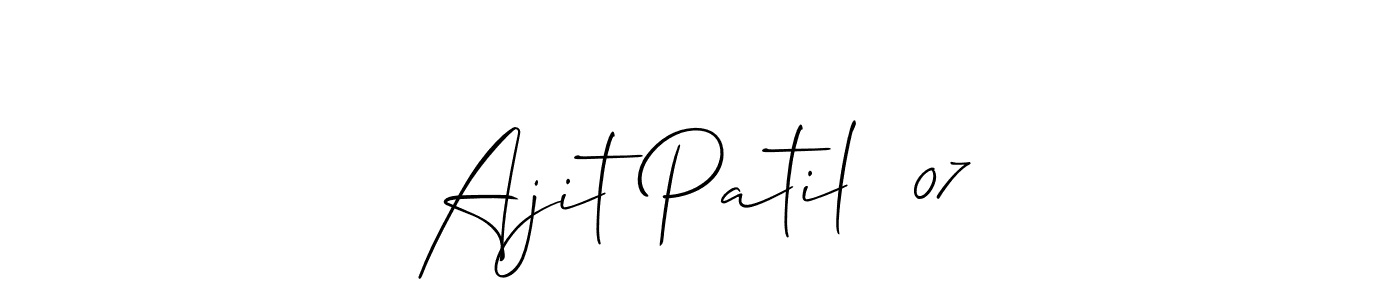 Similarly Allison_Script is the best handwritten signature design. Signature creator online .You can use it as an online autograph creator for name Ajit Patil  07. Ajit Patil  07 signature style 2 images and pictures png