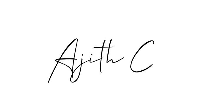 The best way (Allison_Script) to make a short signature is to pick only two or three words in your name. The name Ajith C include a total of six letters. For converting this name. Ajith C signature style 2 images and pictures png