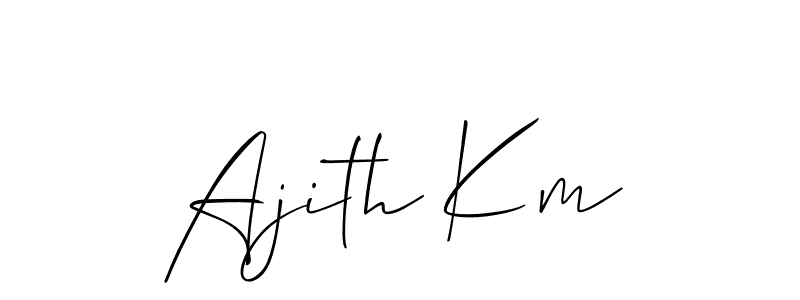 Create a beautiful signature design for name Ajith Km. With this signature (Allison_Script) fonts, you can make a handwritten signature for free. Ajith Km signature style 2 images and pictures png