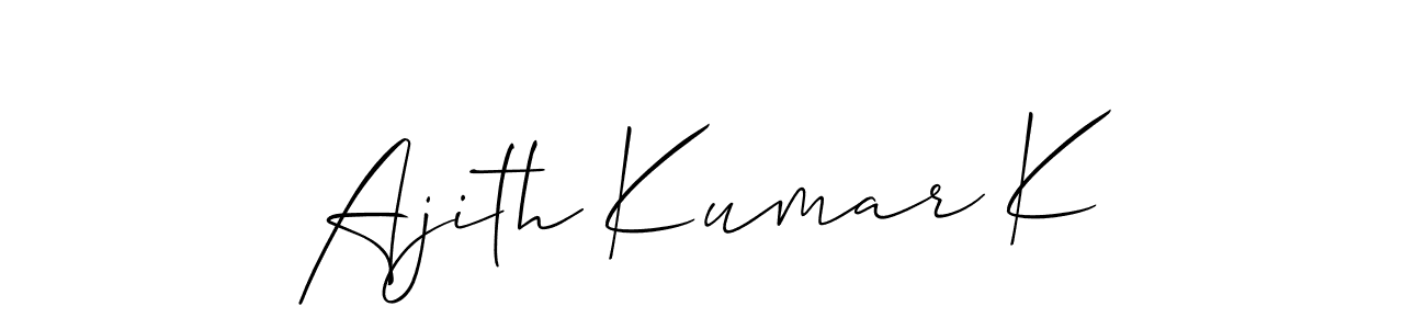 How to make Ajith Kumar K name signature. Use Allison_Script style for creating short signs online. This is the latest handwritten sign. Ajith Kumar K signature style 2 images and pictures png