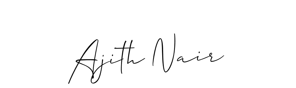 The best way (Allison_Script) to make a short signature is to pick only two or three words in your name. The name Ajith Nair include a total of six letters. For converting this name. Ajith Nair signature style 2 images and pictures png