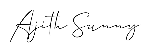Get an exclusive digital autograph for Ajith Sunny. The Allison_Script typeface captures the charm of real penmanship on paper. Ajith Sunny signature style 2 images and pictures png