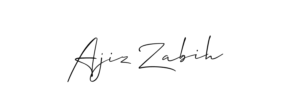 The best way (Allison_Script) to make a short signature is to pick only two or three words in your name. The name Ajiz Zabih include a total of six letters. For converting this name. Ajiz Zabih signature style 2 images and pictures png