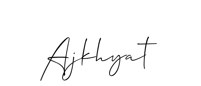 Use a signature maker to create a handwritten signature online. With this signature software, you can design (Allison_Script) your own signature for name Ajkhyat. Ajkhyat signature style 2 images and pictures png