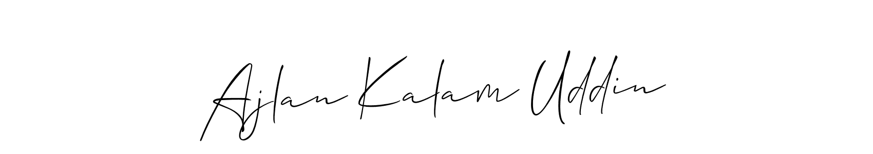 The best way (Allison_Script) to make a short signature is to pick only two or three words in your name. The name Ajlan Kalam Uddin include a total of six letters. For converting this name. Ajlan Kalam Uddin signature style 2 images and pictures png