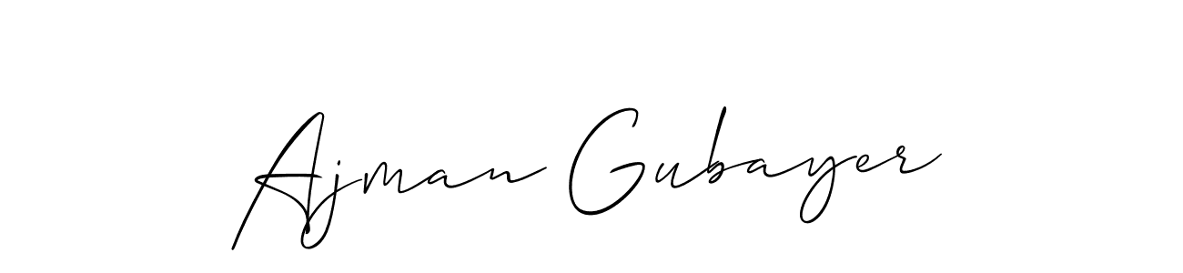 The best way (Allison_Script) to make a short signature is to pick only two or three words in your name. The name Ajman Gubayer include a total of six letters. For converting this name. Ajman Gubayer signature style 2 images and pictures png