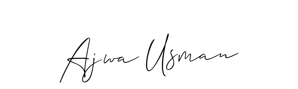 The best way (Allison_Script) to make a short signature is to pick only two or three words in your name. The name Ajwa Usman include a total of six letters. For converting this name. Ajwa Usman signature style 2 images and pictures png