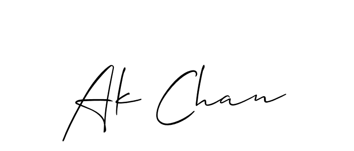 Also we have Ak Chan name is the best signature style. Create professional handwritten signature collection using Allison_Script autograph style. Ak Chan signature style 2 images and pictures png
