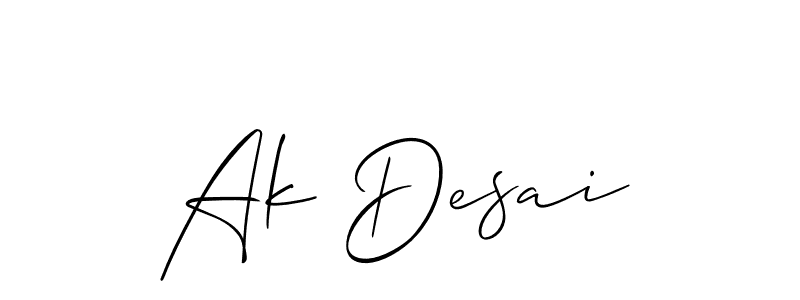 Ak Desai stylish signature style. Best Handwritten Sign (Allison_Script) for my name. Handwritten Signature Collection Ideas for my name Ak Desai. Ak Desai signature style 2 images and pictures png