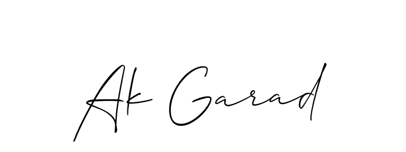 Make a beautiful signature design for name Ak Garad. With this signature (Allison_Script) style, you can create a handwritten signature for free. Ak Garad signature style 2 images and pictures png