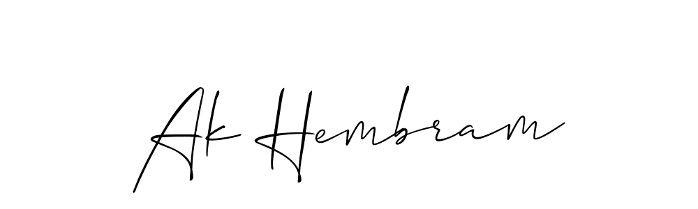 Allison_Script is a professional signature style that is perfect for those who want to add a touch of class to their signature. It is also a great choice for those who want to make their signature more unique. Get Ak Hembram name to fancy signature for free. Ak Hembram signature style 2 images and pictures png