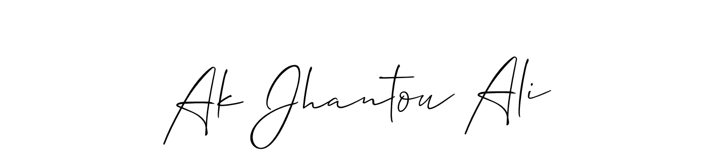 How to make Ak Jhantou Ali name signature. Use Allison_Script style for creating short signs online. This is the latest handwritten sign. Ak Jhantou Ali signature style 2 images and pictures png